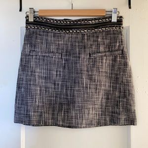 Black & White Mini Skirt with Studded Waist